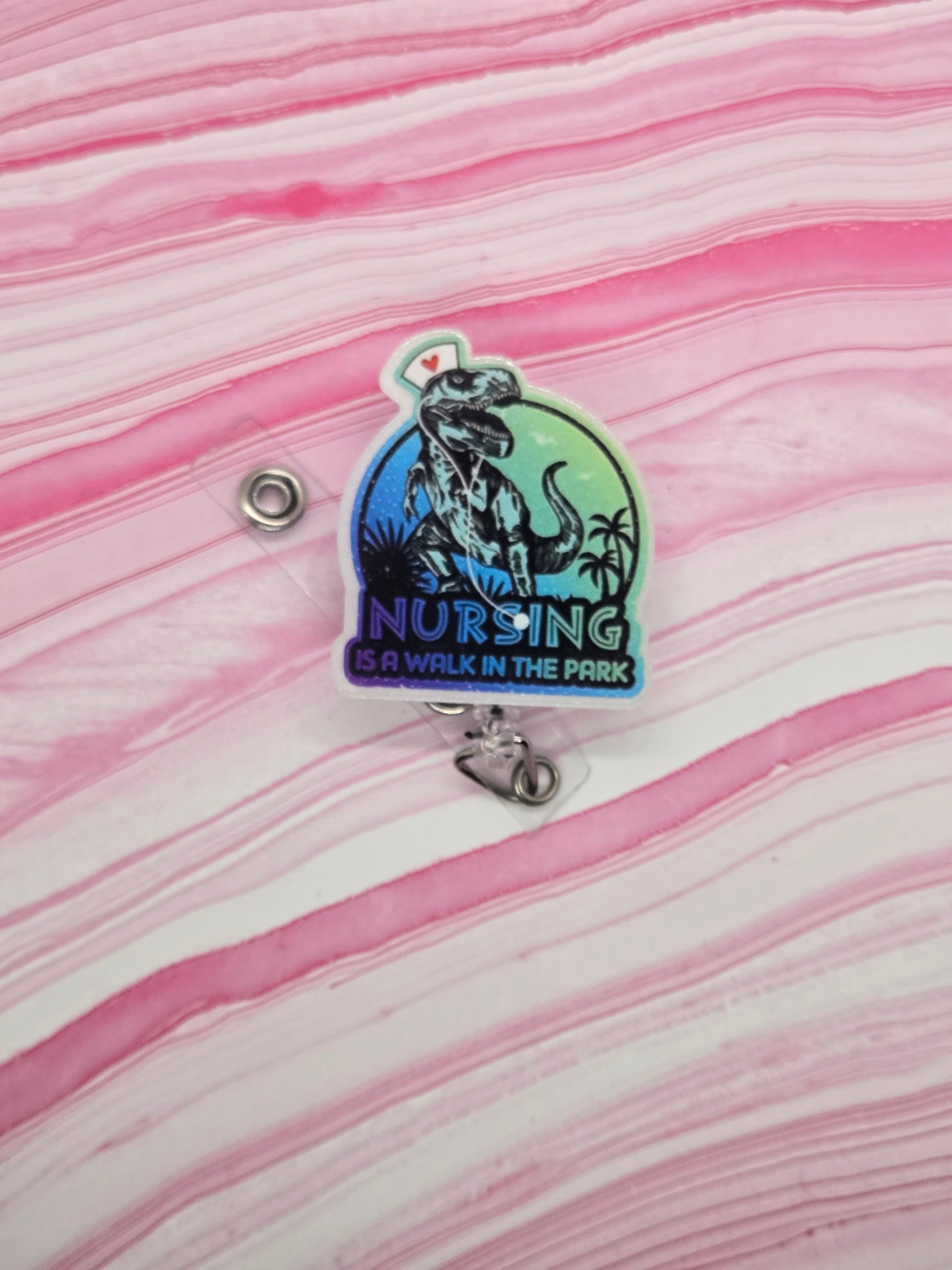 Badge reel Nursing Dino